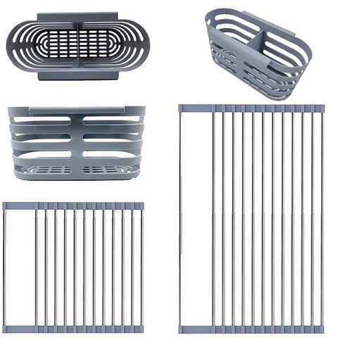 Roll-Up Dish Drying Rack - Heat-resistant, Stainless Steel, Holds 70 lbs