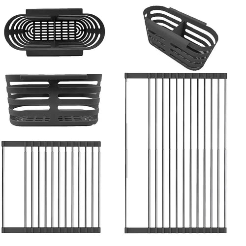 Roll-Up Dish Drying Rack - Heat-resistant, Stainless Steel, Holds 70 lbs