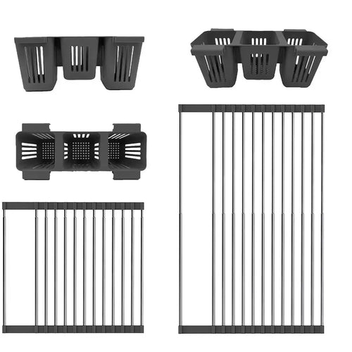 Roll-Up Dish Drying Rack - Heat-resistant, Stainless Steel, Holds 70 lbs