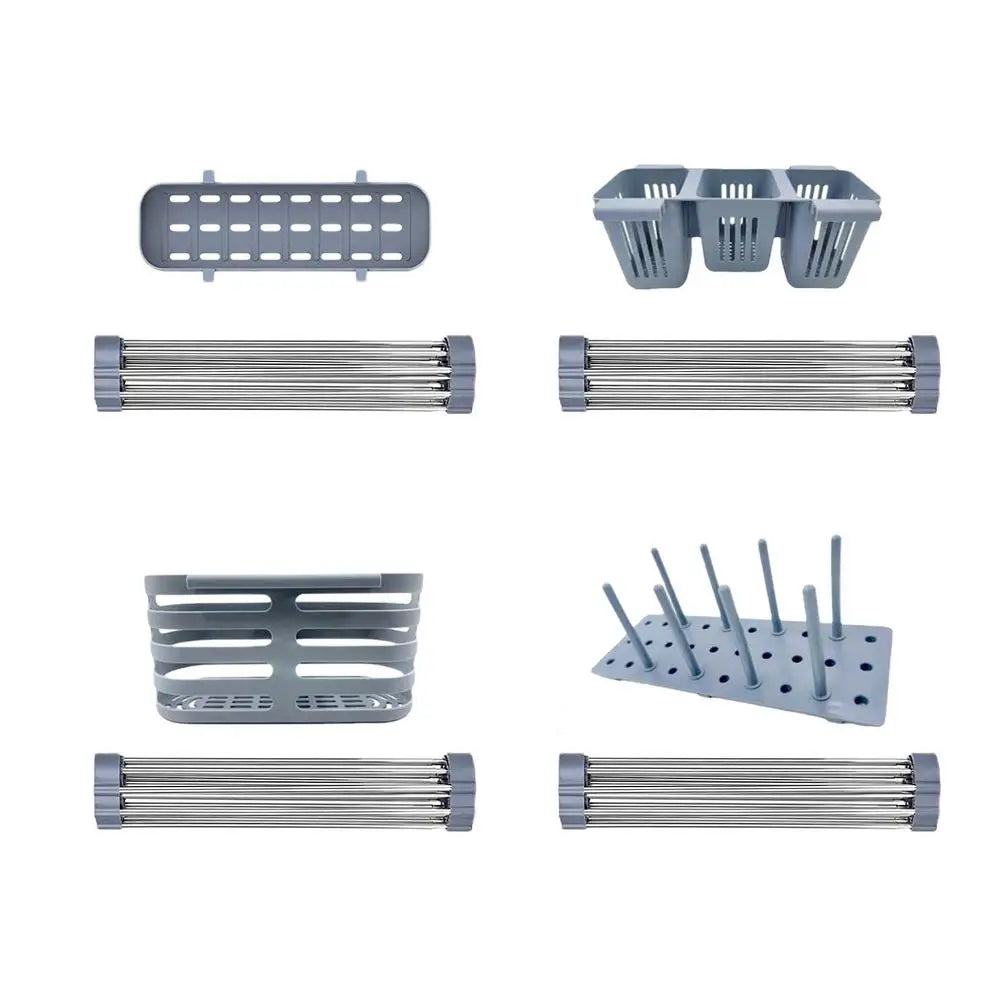 Roll-Up Dish Drying Rack - Heat-resistant, Stainless Steel, Holds 70 lbs