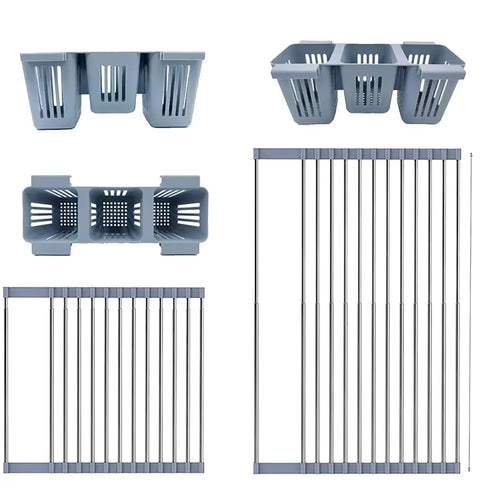 Roll-Up Dish Drying Rack - Heat-resistant, Stainless Steel, Holds 70 lbs