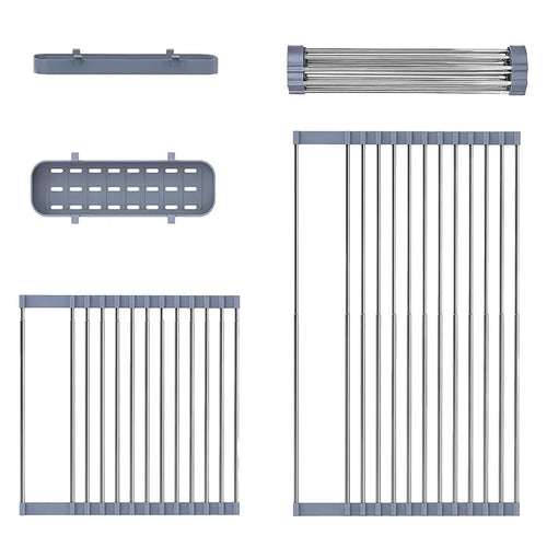 Roll-Up Dish Drying Rack - Heat-resistant, Stainless Steel, Holds 70 lbs