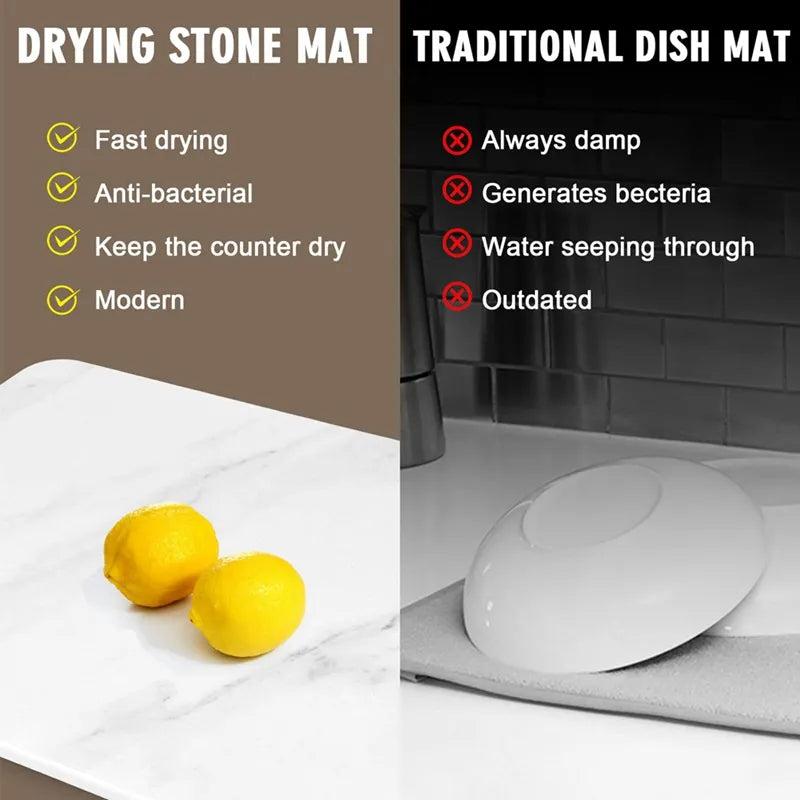 Diatomite Stone Mat For Kitchen - Antibacterial, Fast Drying, Heat Resistant