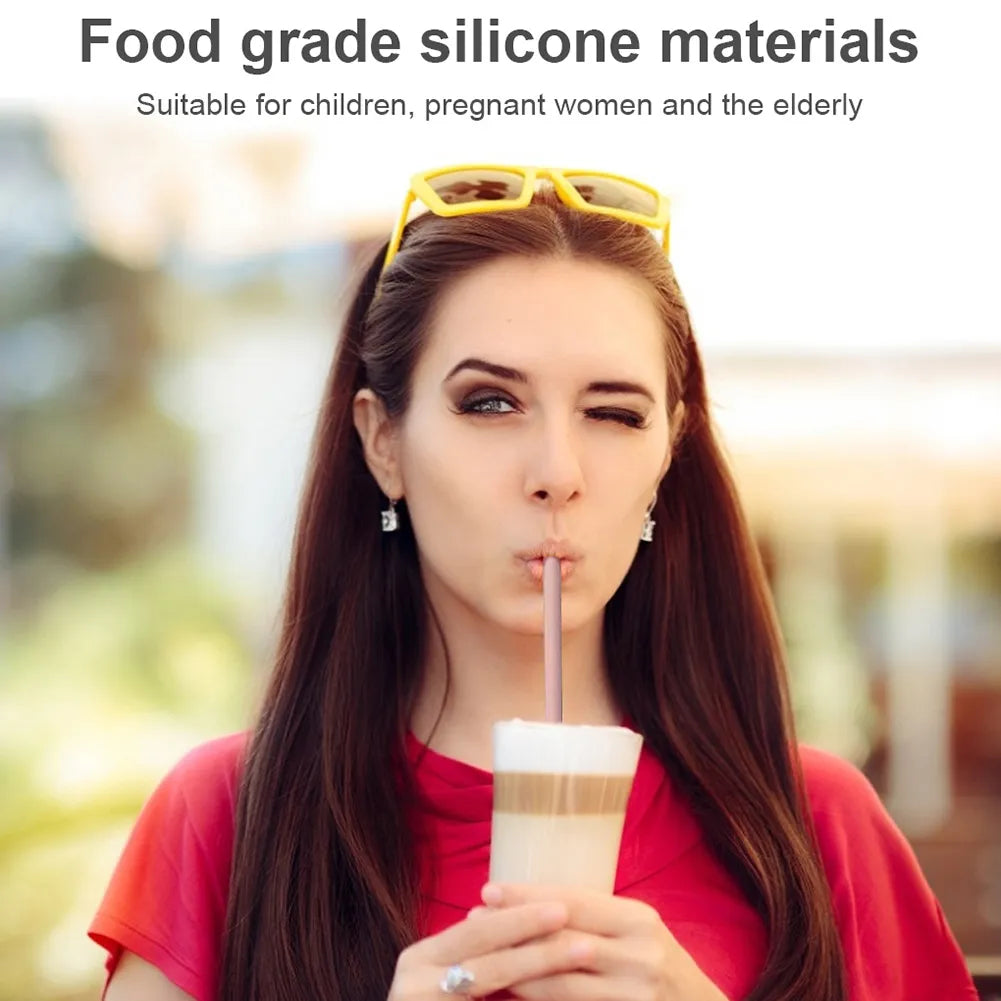 Silicone Snap Straws - Reusable + Eco-Friendly 6PC Set