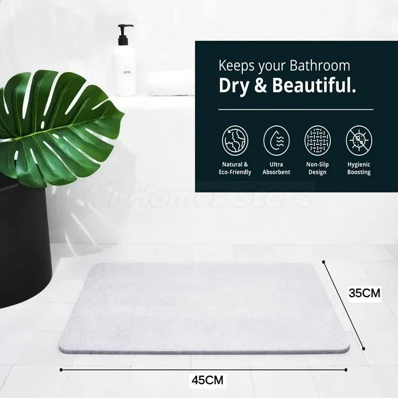Diatomite Stone Bath Mat - Non-Slip, Fast Drying, Machine Washable