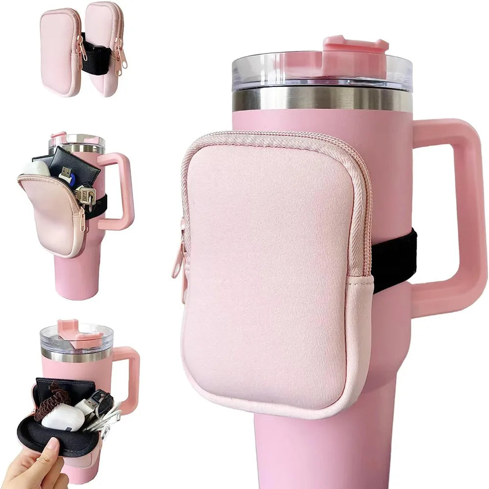 40 oz Stanely Cup Carrier - Includes pouch for phone, keys and cards!