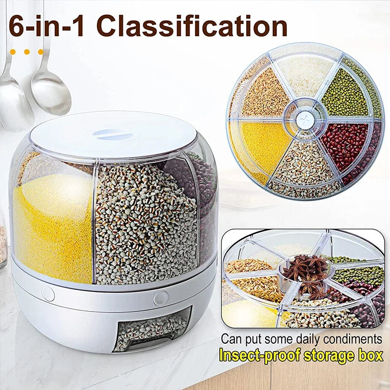 Rotating 6-in-1 Rice/Grain Dispenser