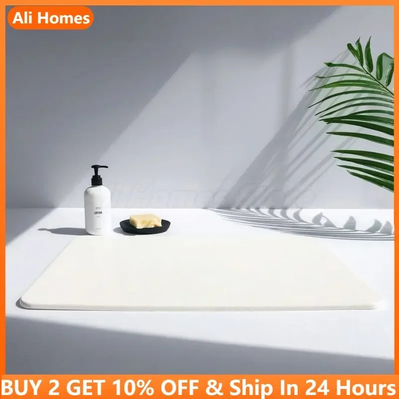 Diatomite Stone Bath Mat - Non-Slip, Fast Drying, Machine Washable