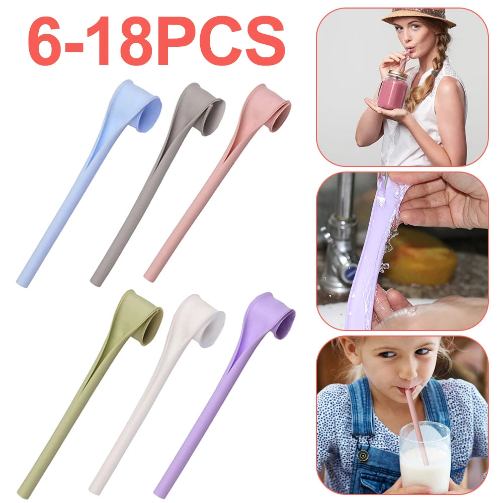 Silicone Snap Straws - Reusable + Eco-Friendly 6PC Set