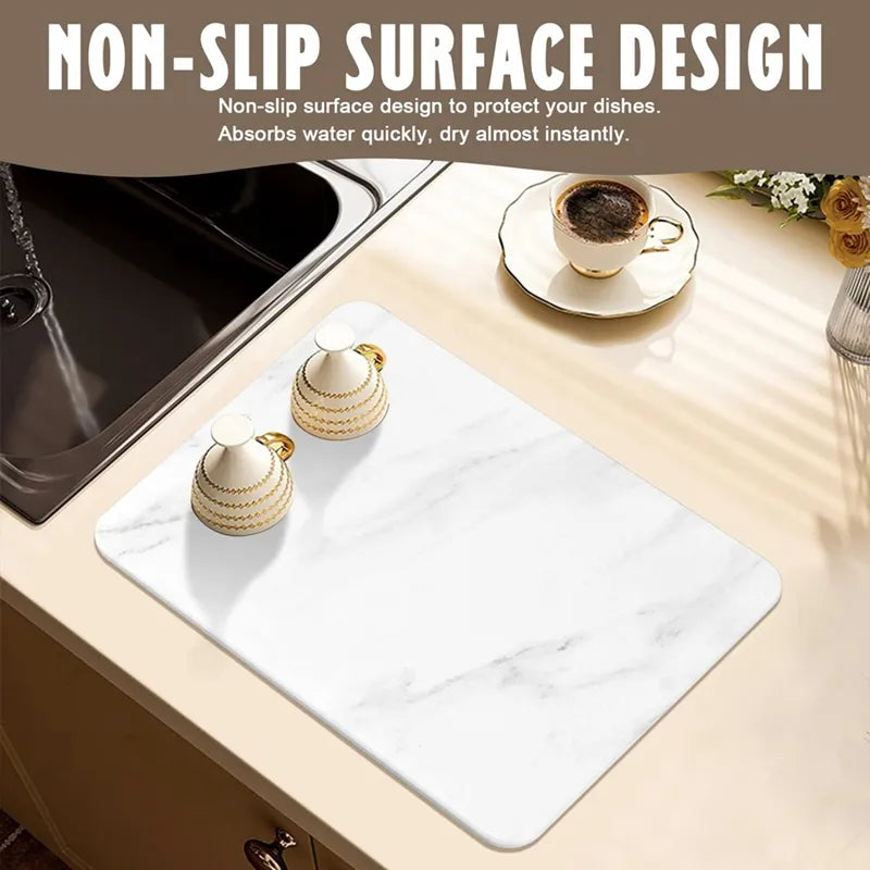 Diatomite Stone Mat For Kitchen - Antibacterial, Fast Drying, Heat Resistant