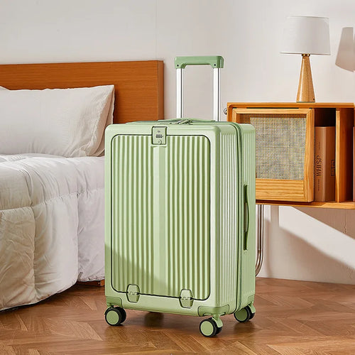 One Suitcase to Rule Them All - USB charger, phone holder, cup holder, bag holder, laptop sleeve, TSA lock