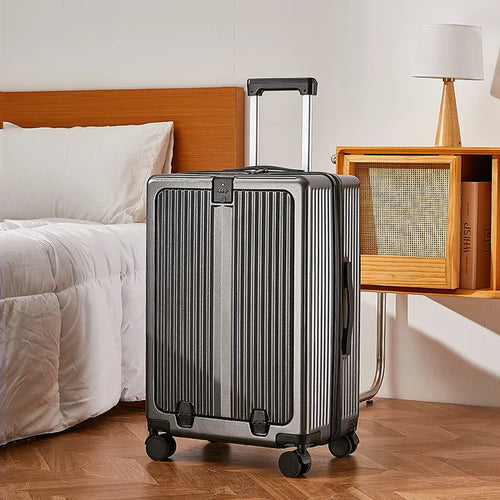 One Suitcase to Rule Them All - USB charger, phone holder, cup holder, bag holder, laptop sleeve, TSA lock