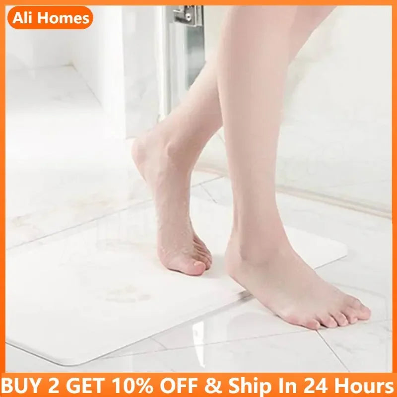 Diatomite Stone Bath Mat - Non-Slip, Fast Drying, Machine Washable