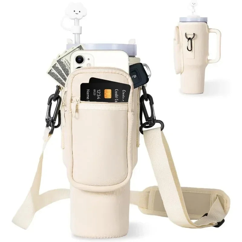 40 oz Stanely Cup Carrier - Includes pouch for phone, keys and cards!