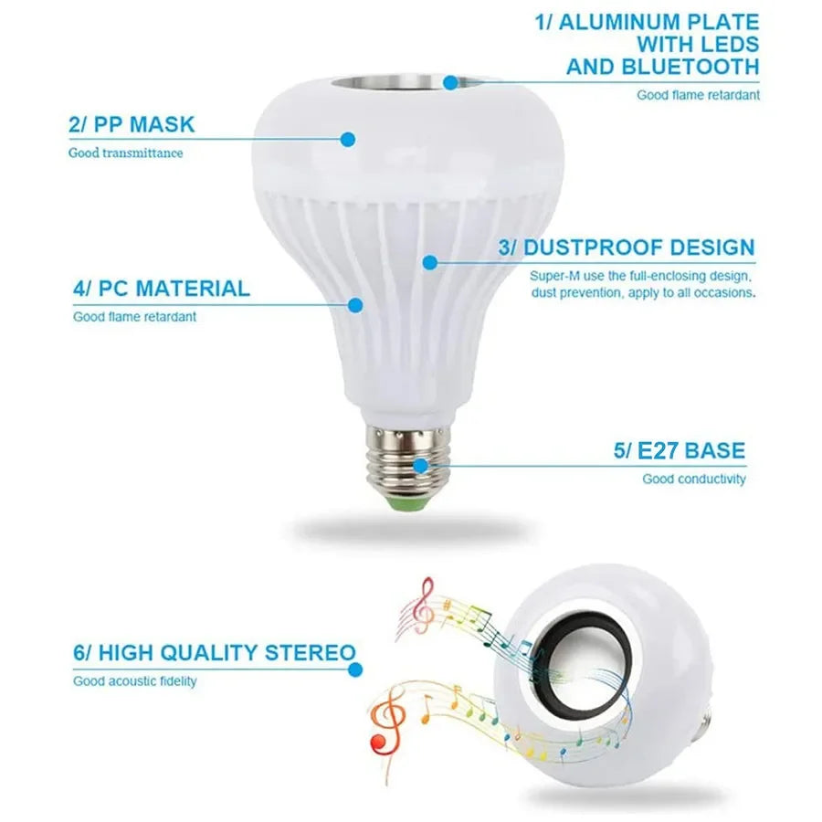 Musical Rainbow LED Light Bulb - Bluetooth + Remote Controlled