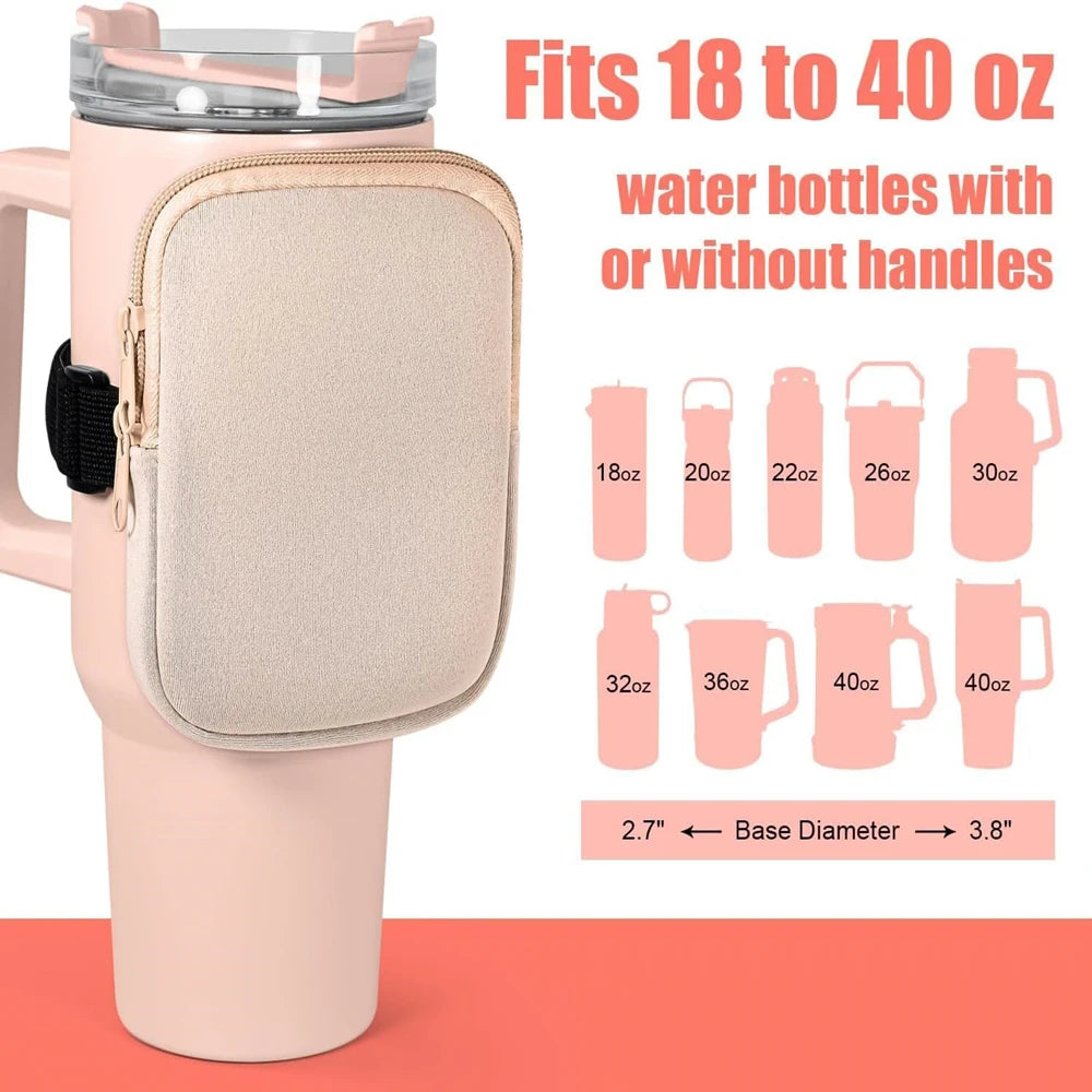 40 oz Stanely Cup Carrier - Includes pouch for phone, keys and cards!